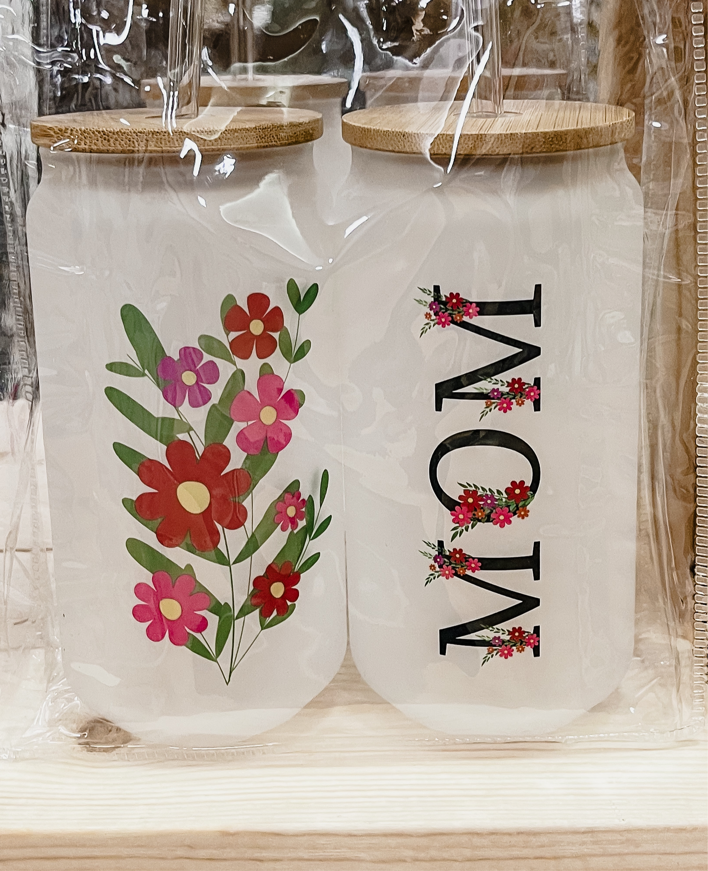 Mom Floral Glass Cup Bundle