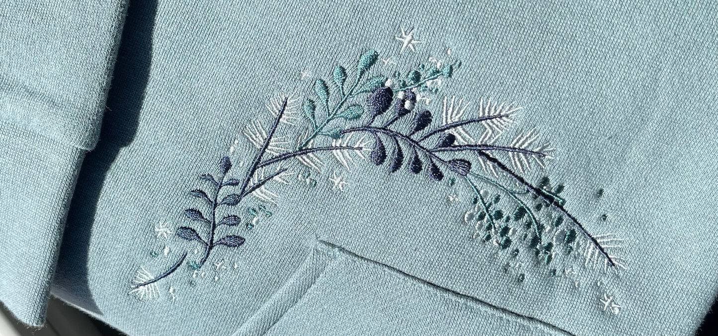 Blue Floral Hoodie