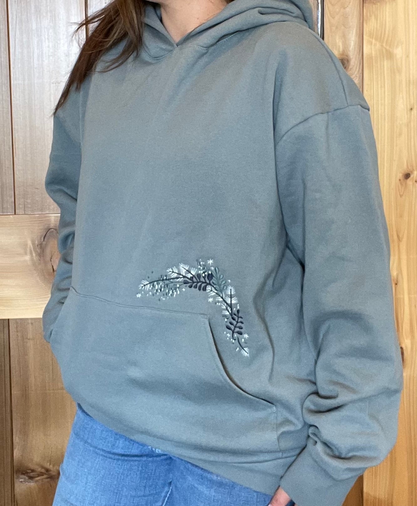 Blue Floral Hoodie